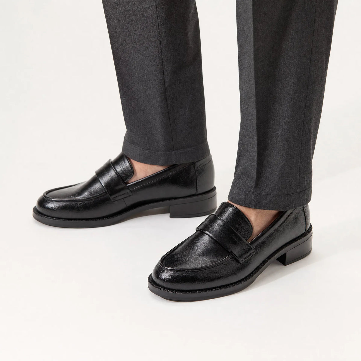 Gentry Morris Black Heeled Loafers Block Heel