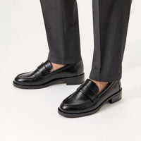 Gentry Morris Black Heeled Loafers Block Heel