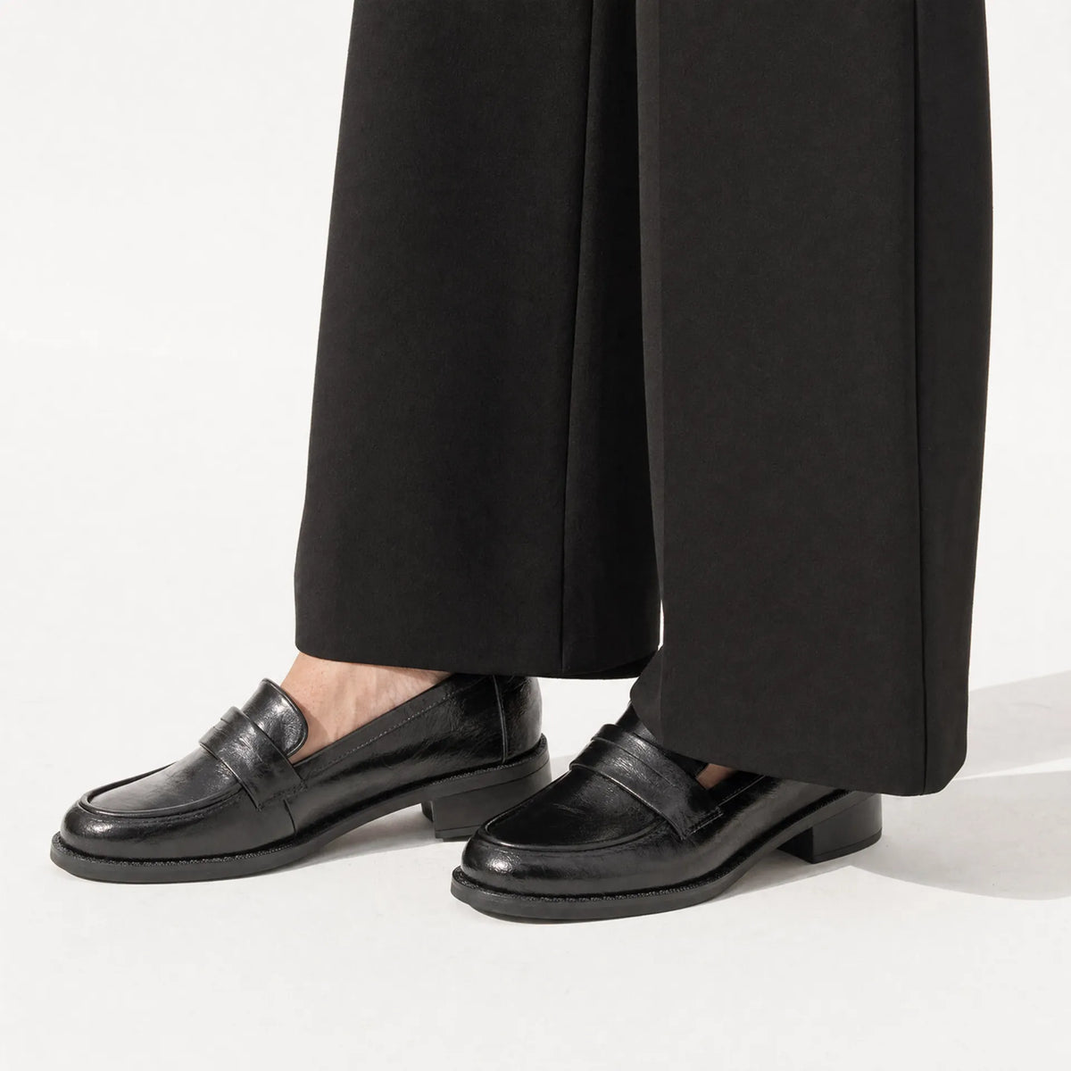 Gentry Morris Black Heeled Loafers Block Heel