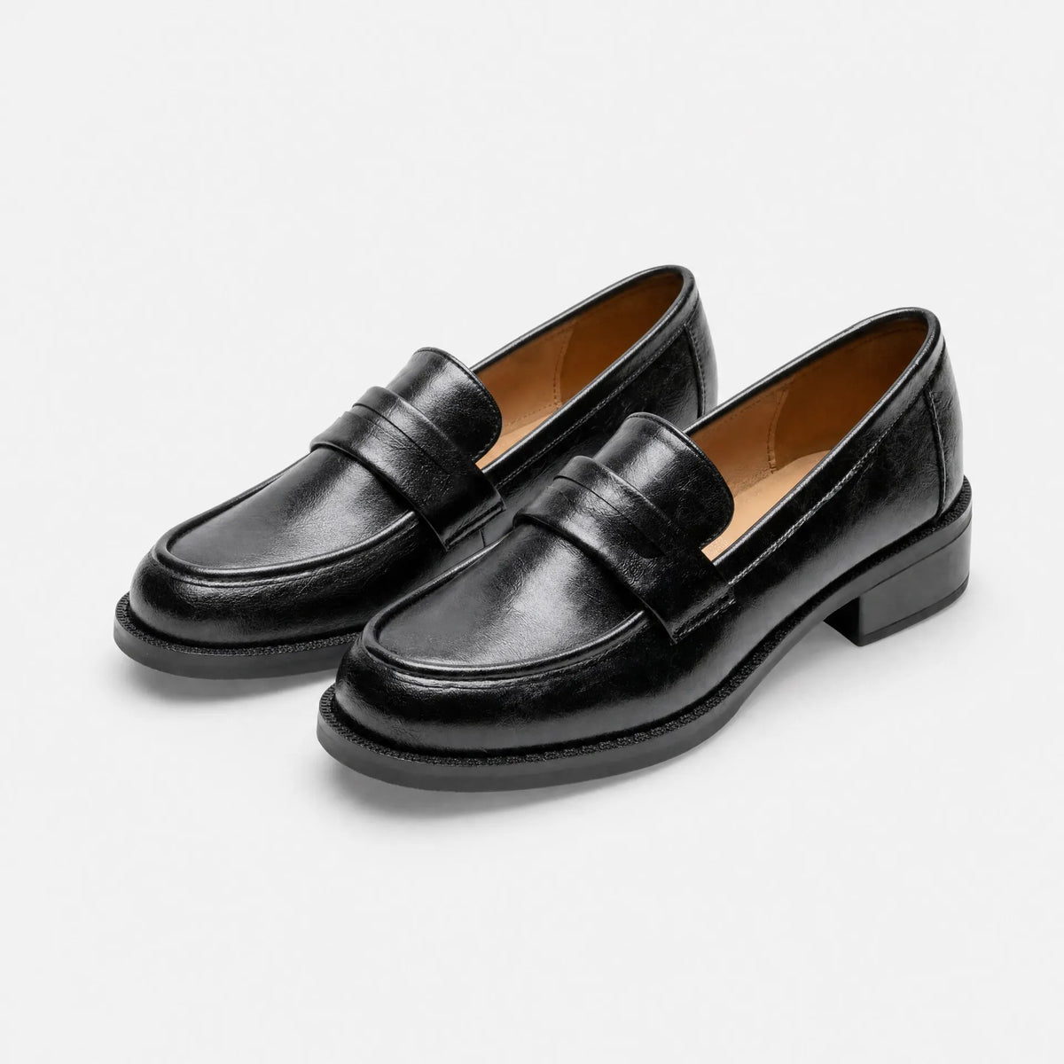 Gentry Morris Black Heeled Loafers Block Heel