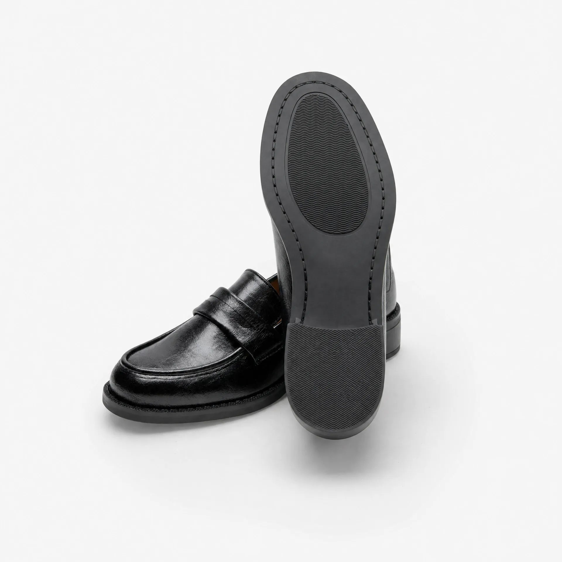 Gentry Morris Black Heeled Loafers Block Heel
