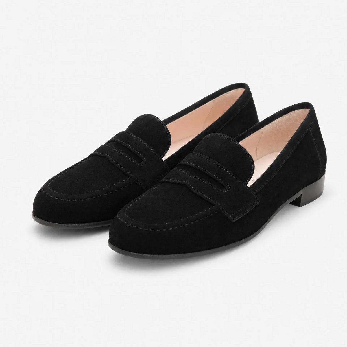 Gentry Morris Black Heeled Suede Loafers