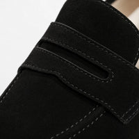 Gentry Morris Black Heeled Suede Loafers