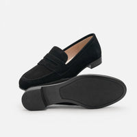 Gentry Morris Black Heeled Suede Loafers