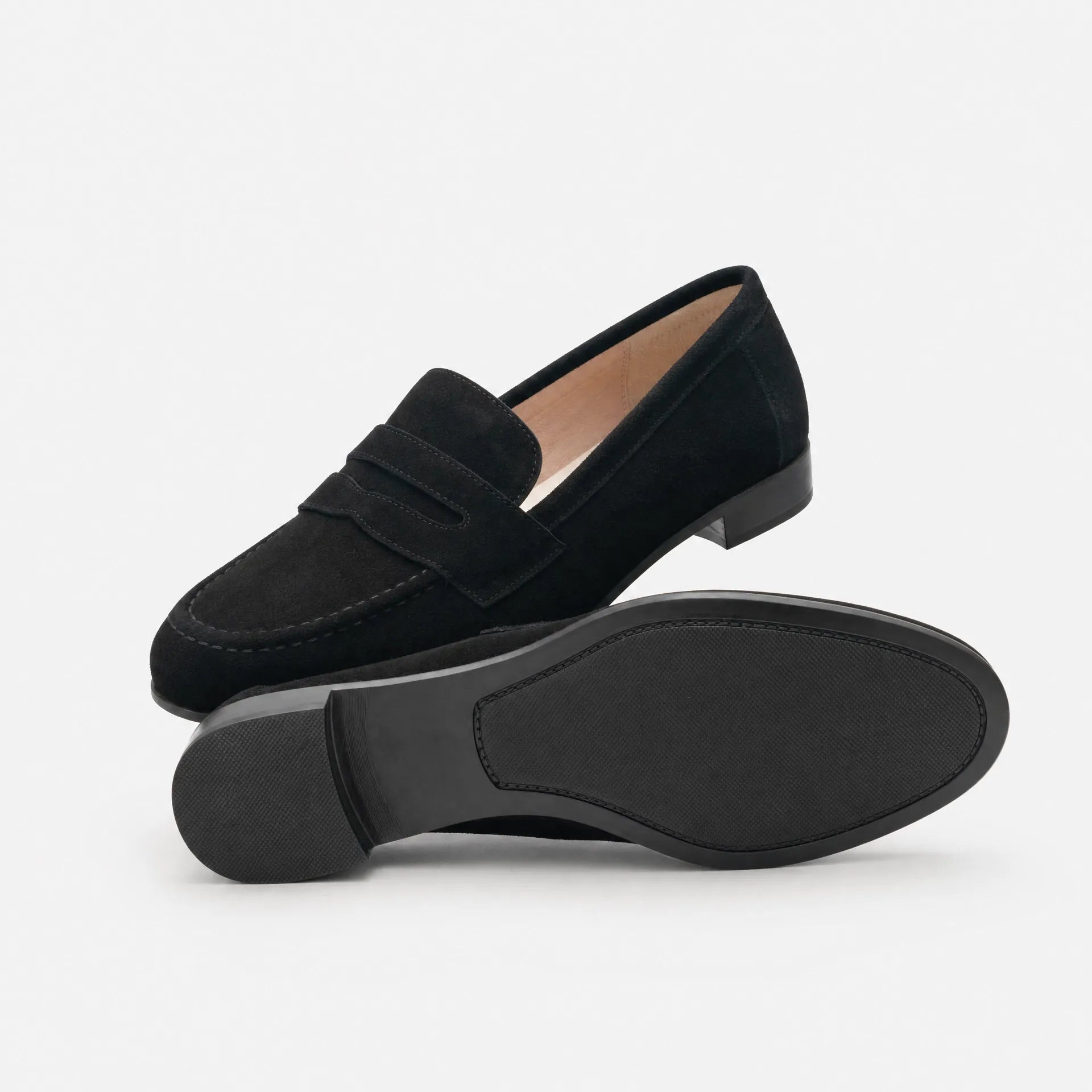 Gentry Morris Black Heeled Suede Loafers