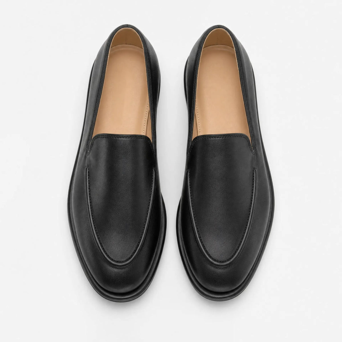 Gentry Morris Black Leather Flat Loafers