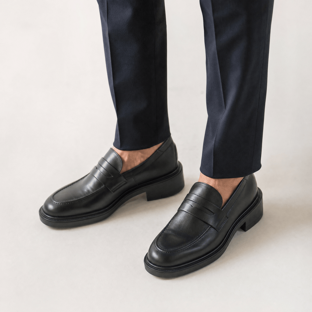 Gentry Morris Black Loafers Block Heel Square