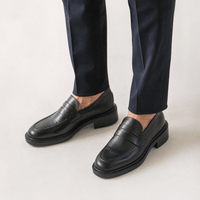 Gentry Morris Black Loafers Block Heel Square