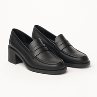 Gentry Morris Black Loafers Block Heel Square
