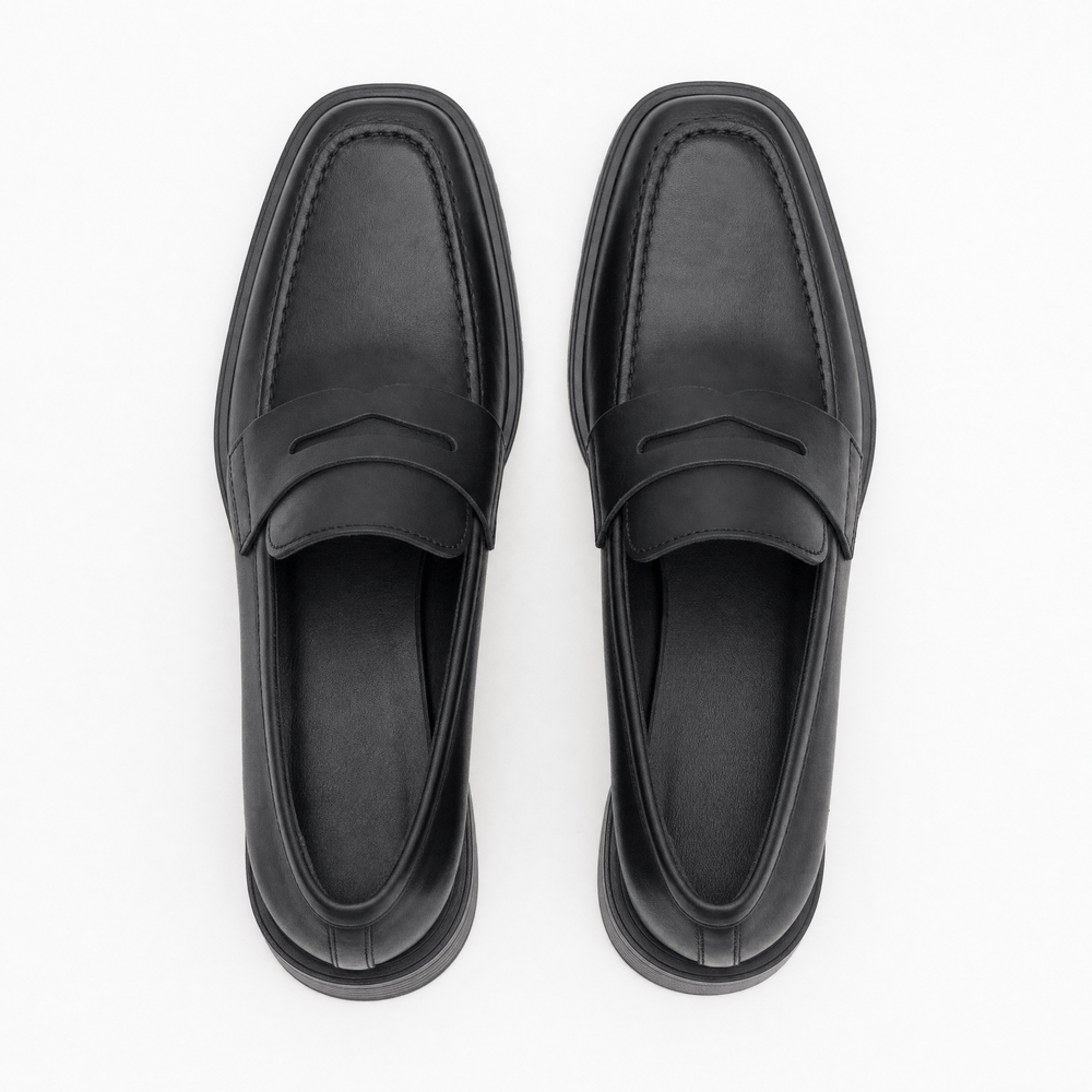 Gentry Morris Black Loafers Block Heel Square