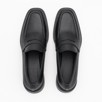 Gentry Morris Black Loafers Block Heel Square