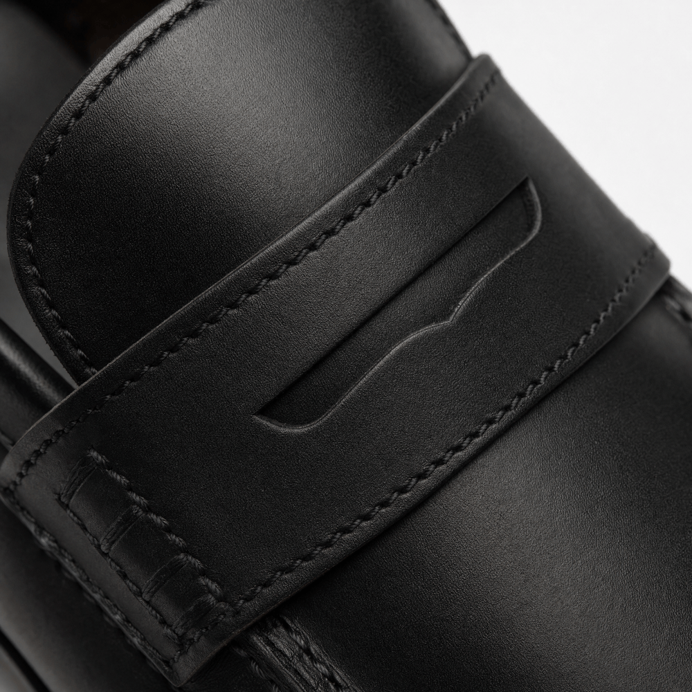 Gentry Morris Black Loafers Block Heel Square
