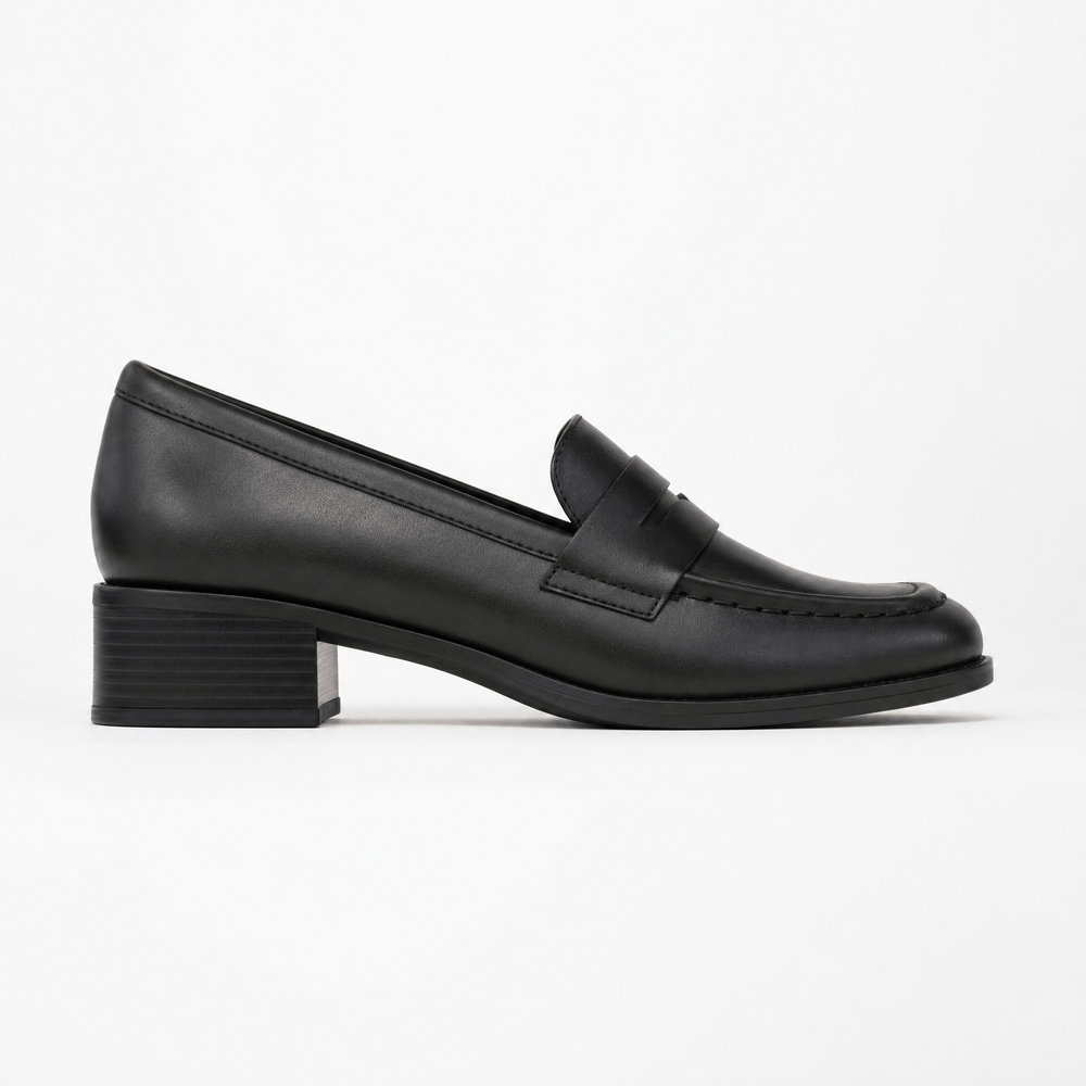 Gentry Morris Black Loafers Block Heel Square