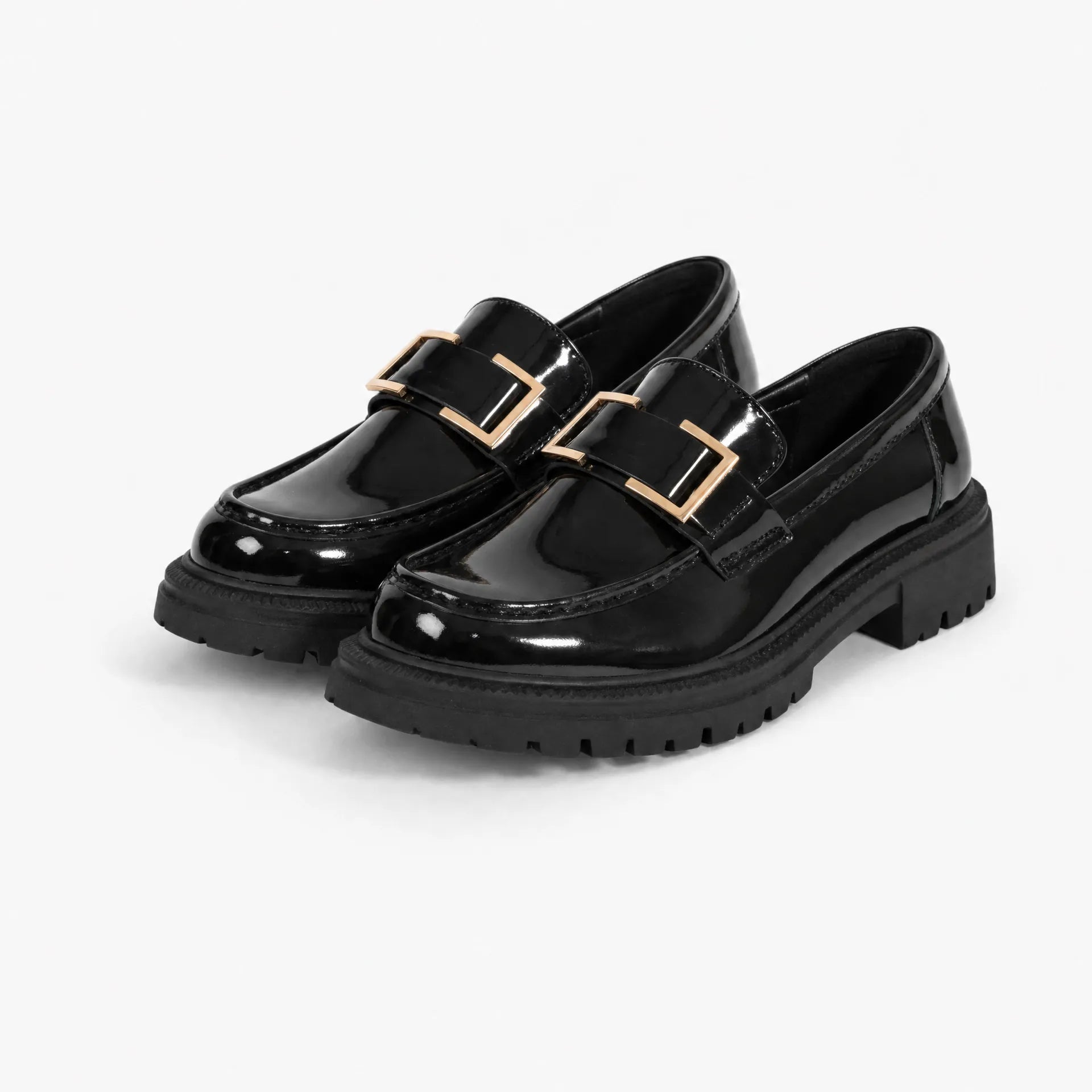 Gentry Morris Black Loafers Golden Chain Detail