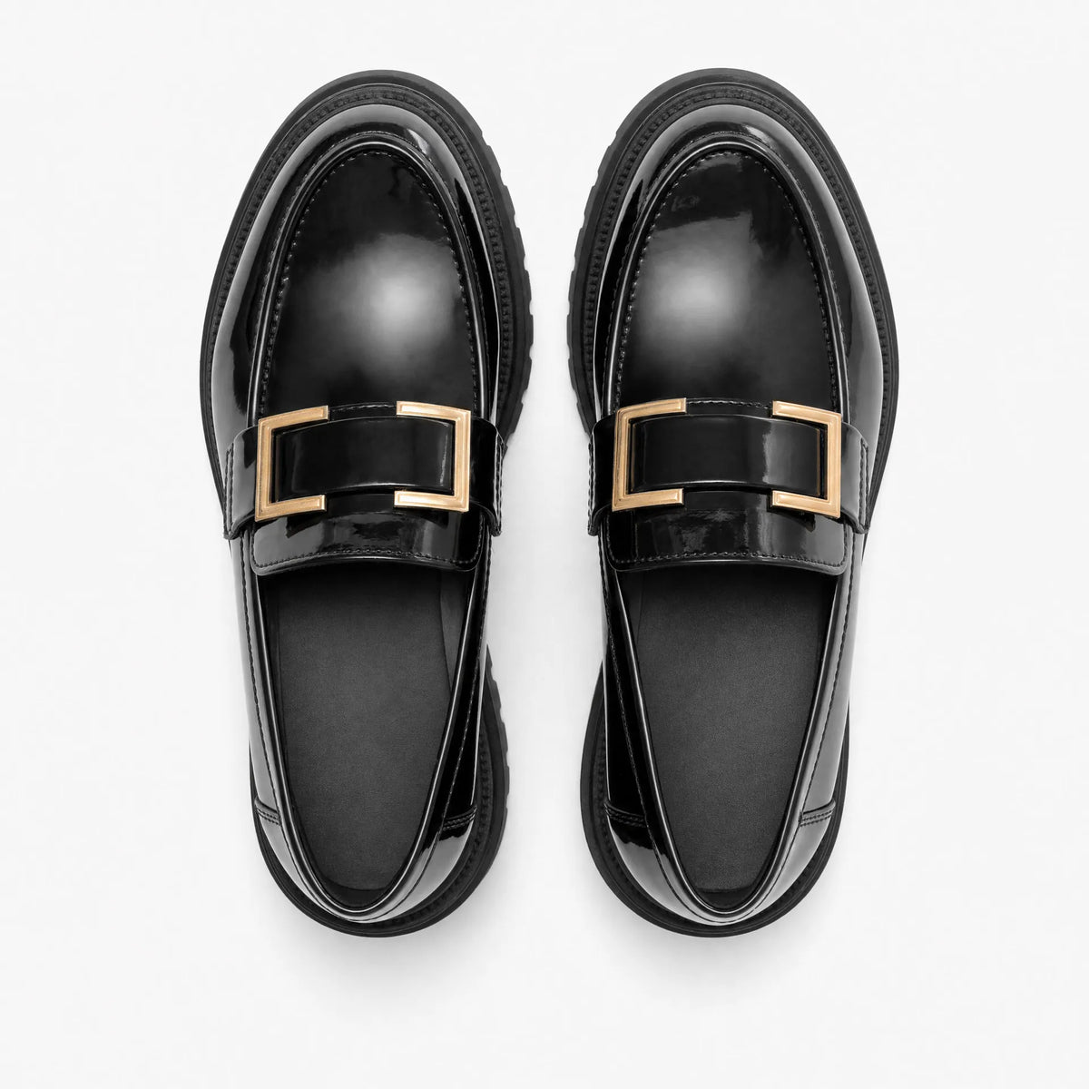 Gentry Morris Black Loafers Golden Chain Detail
