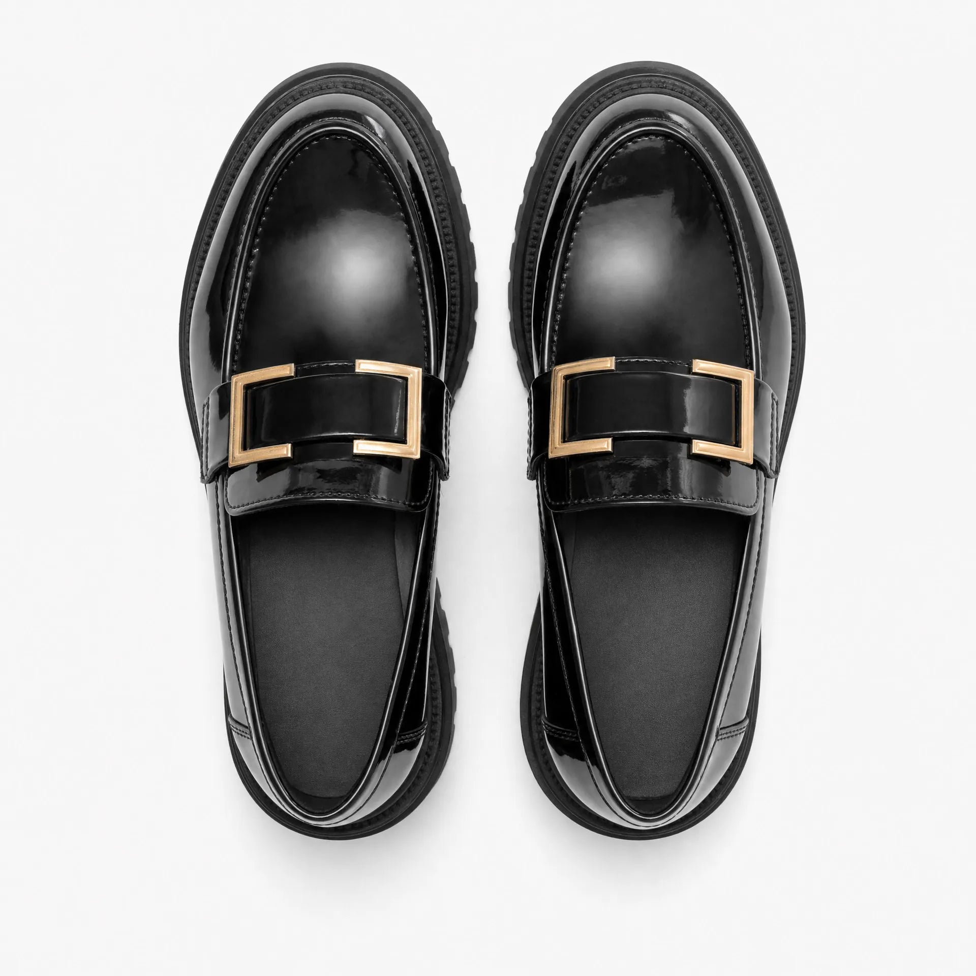 Gentry Morris Black Loafers Golden Chain Detail