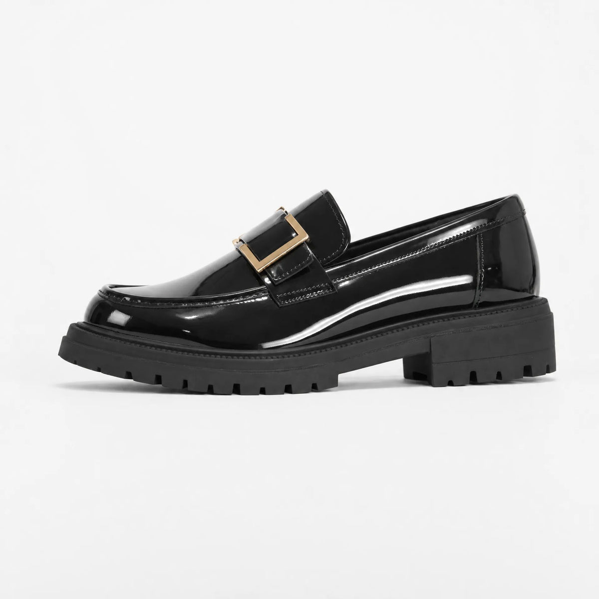 Gentry Morris Black Loafers Golden Chain Detail