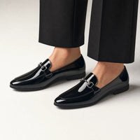 Gentry Morris Black Patent Horsebit Mens Loafers