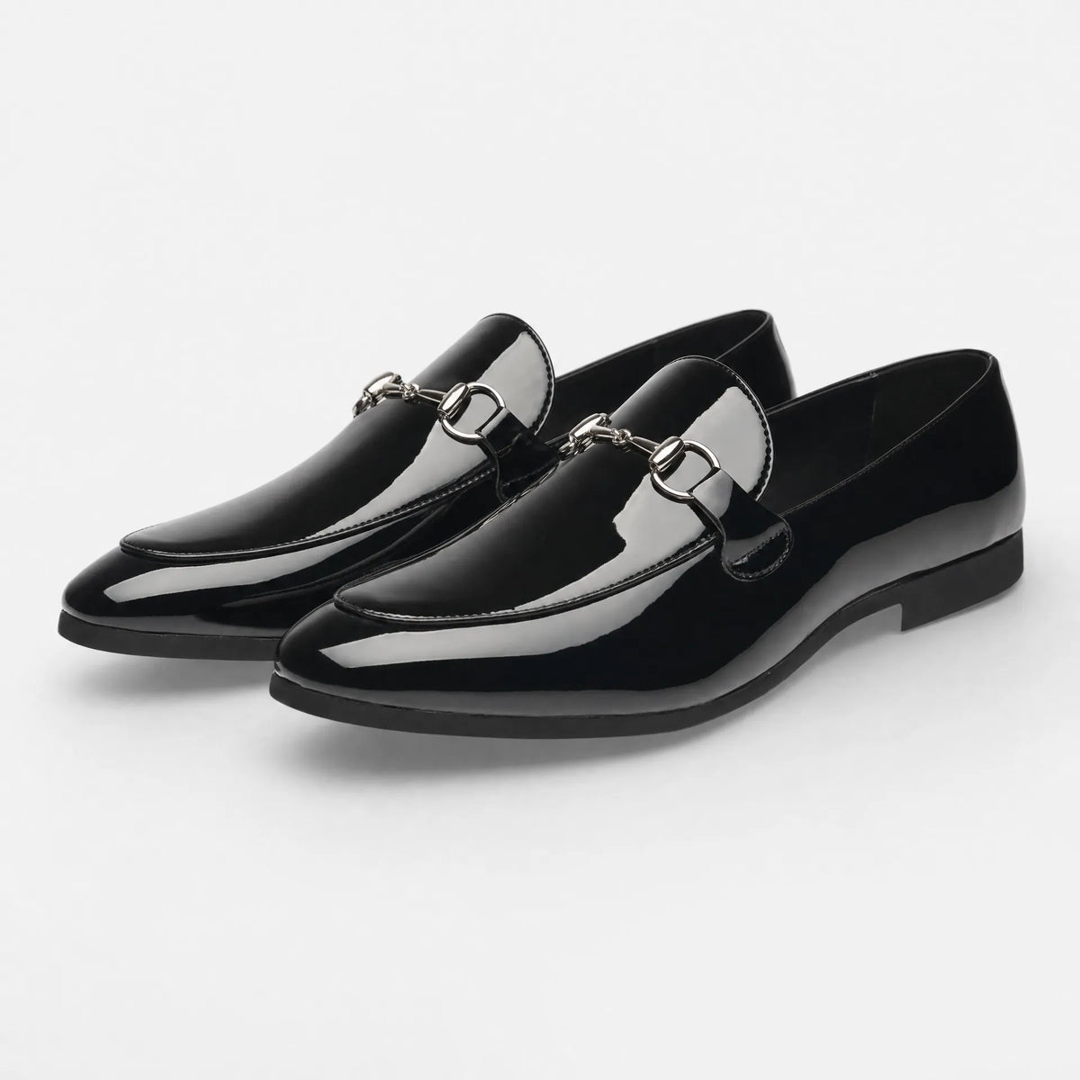 Gentry Morris Black Patent Horsebit Mens Loafers