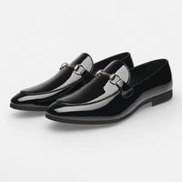 Gentry Morris Black Patent Horsebit Mens Loafers