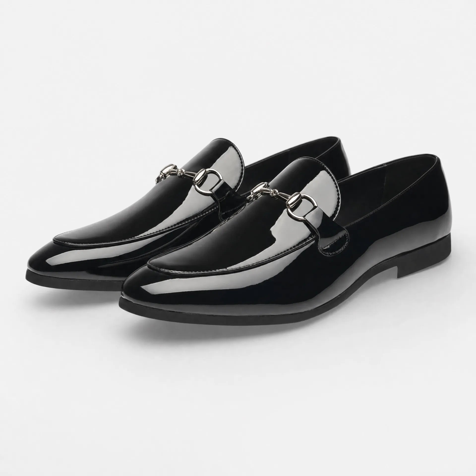 Gentry Morris Black Patent Horsebit Mens Loafers