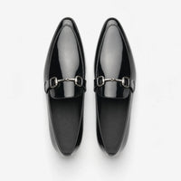 Gentry Morris Black Patent Horsebit Mens Loafers