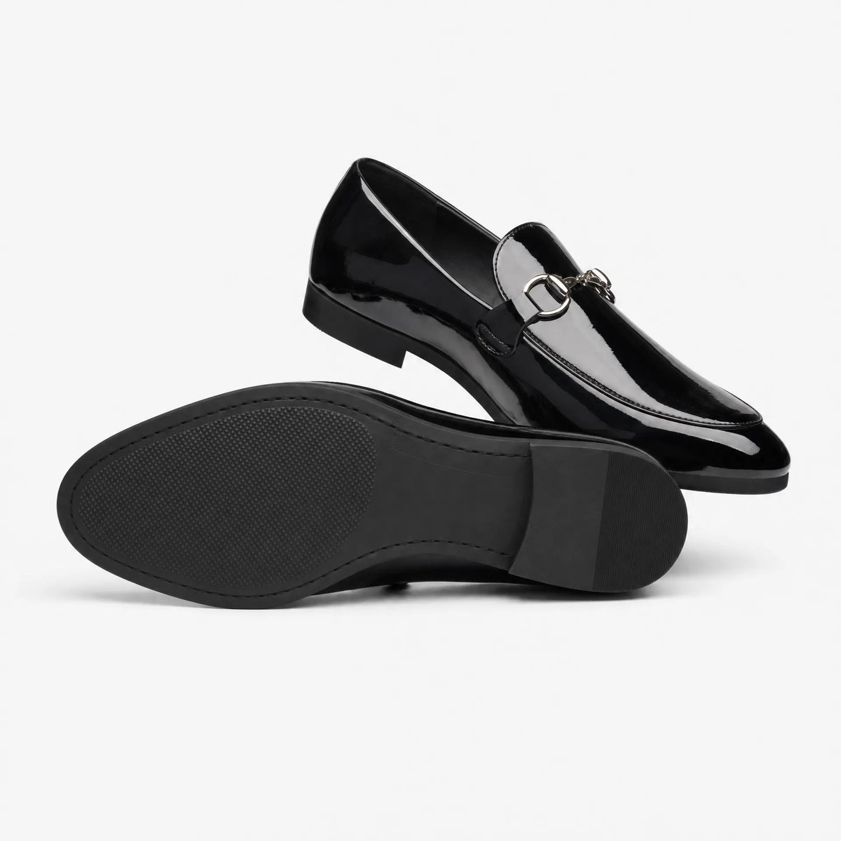 Gentry Morris Black Patent Horsebit Mens Loafers