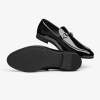 Gentry Morris Black Patent Horsebit Mens Loafers
