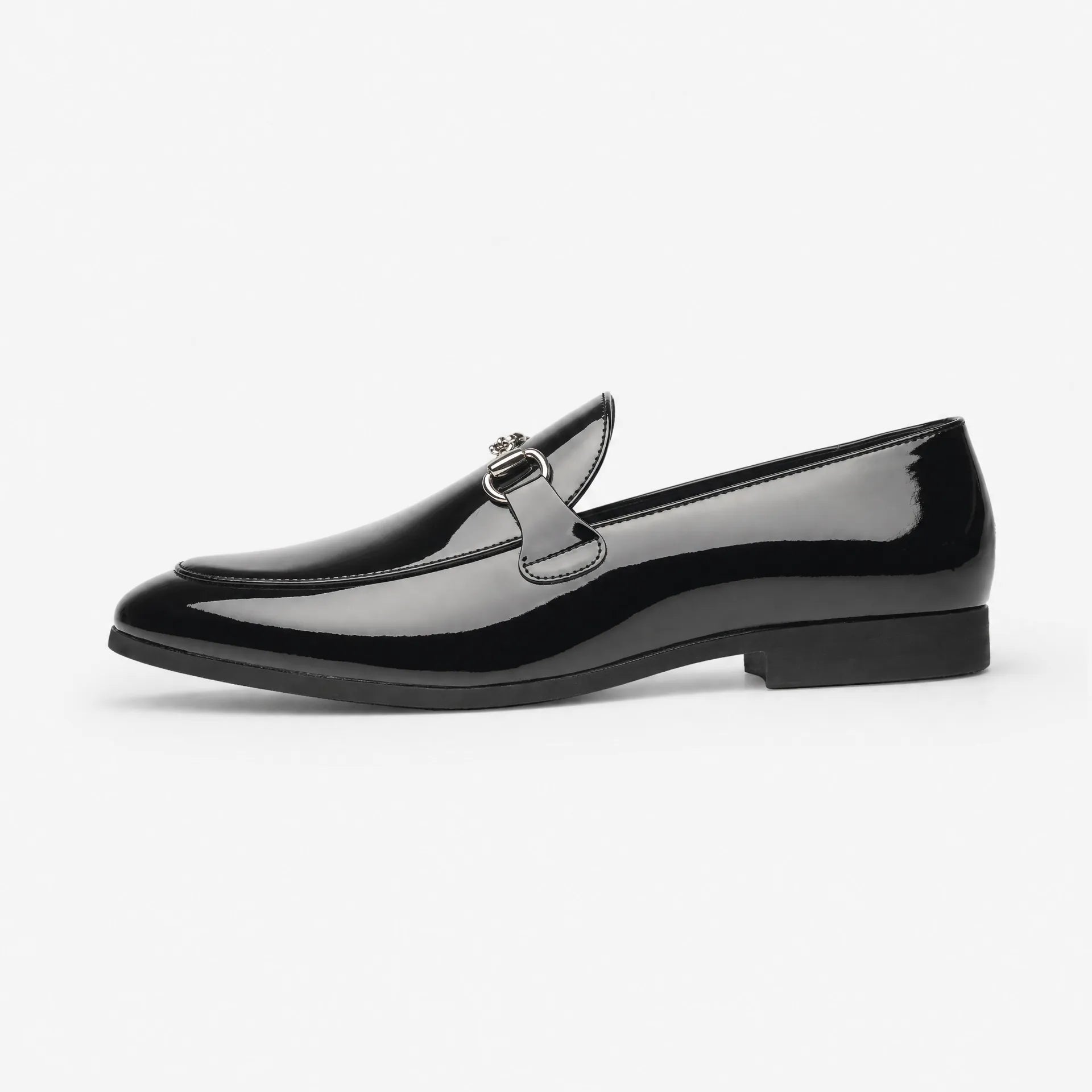 Gentry Morris Black Patent Horsebit Mens Loafers