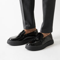 Gentry Morris Black Patent Platform Loafers Men