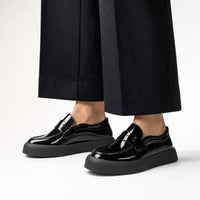 Gentry Morris Black Patent Platform Loafers Men