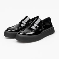 Gentry Morris Black Patent Platform Loafers Men