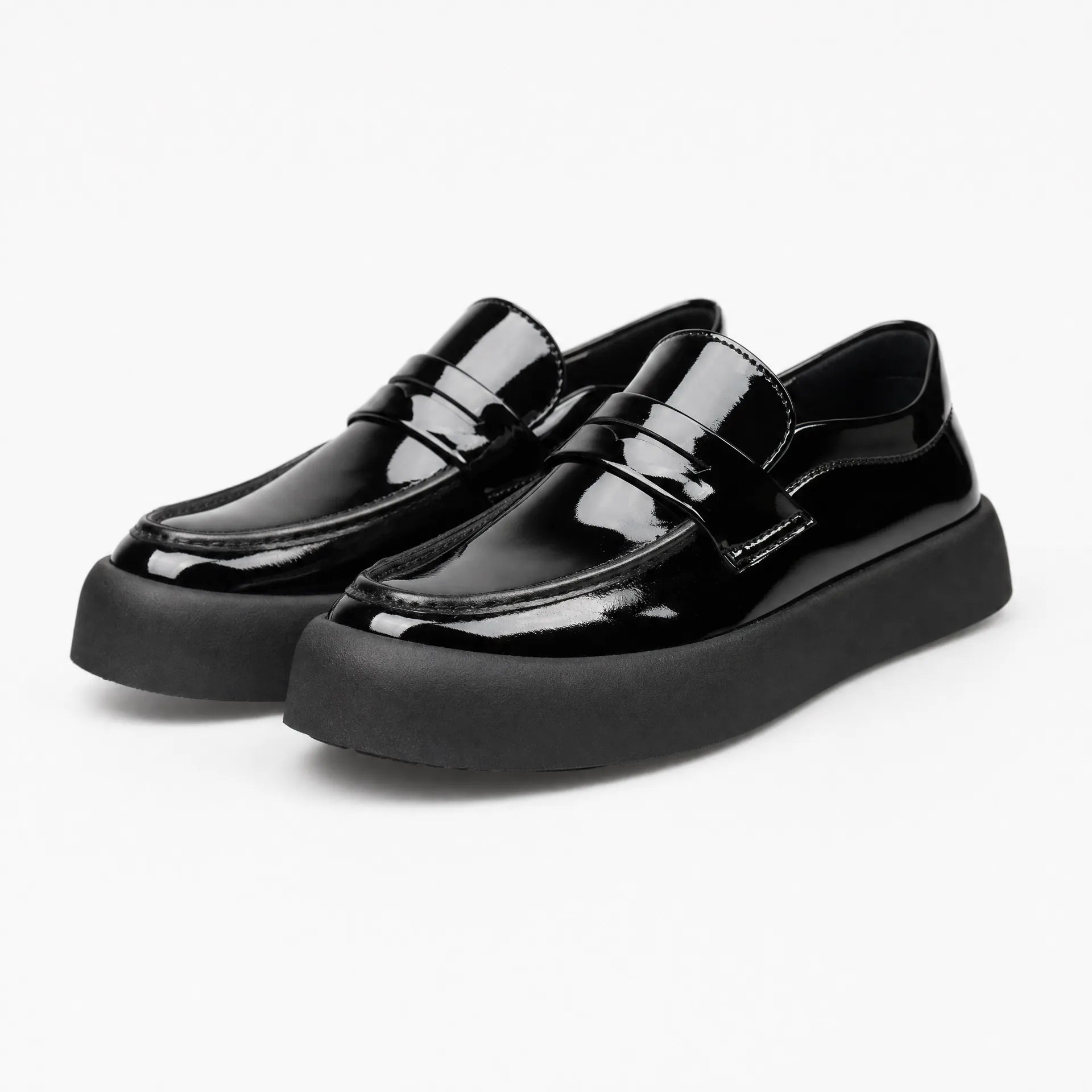 Gentry Morris Black Patent Platform Loafers Men
