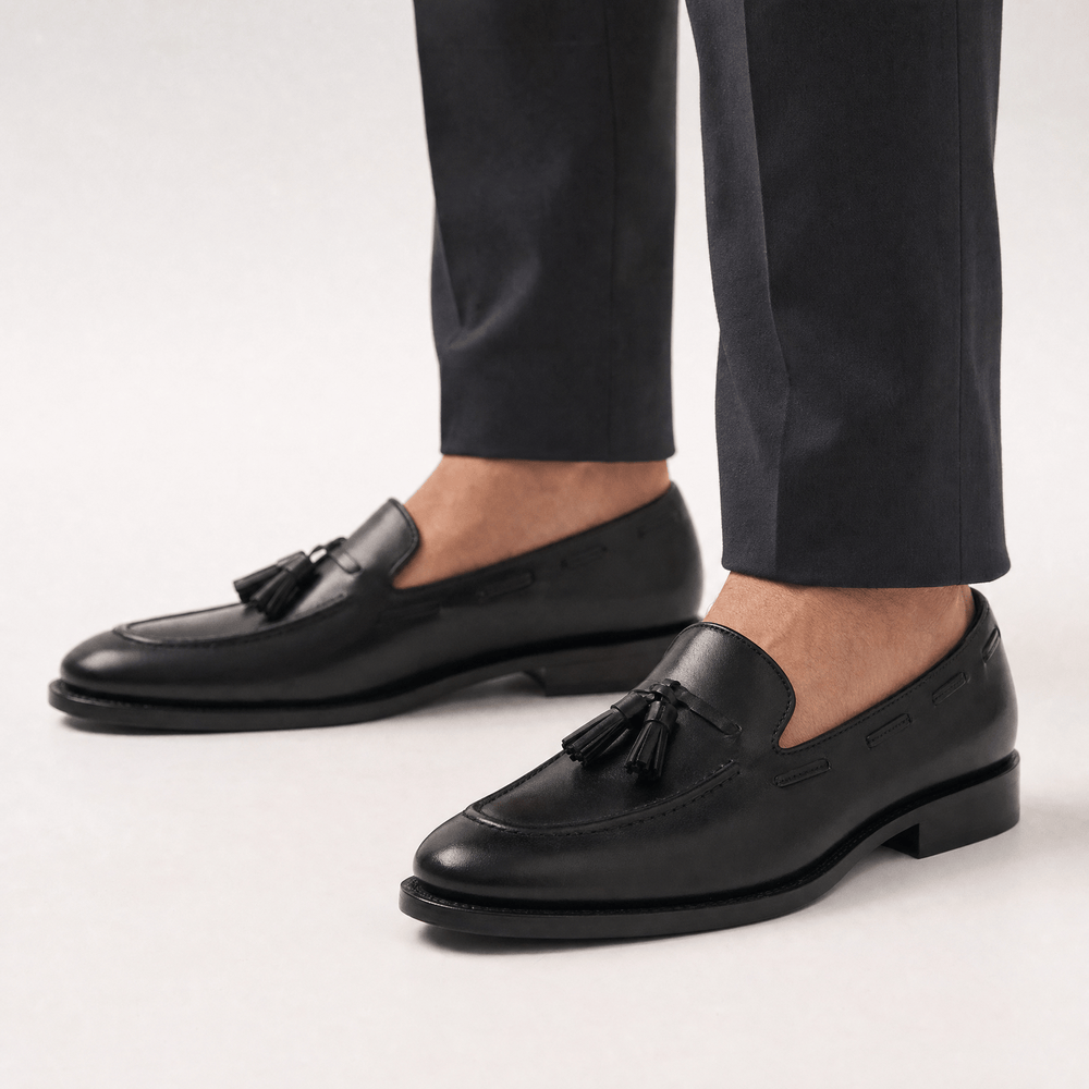 Gentry Morris Black Patent Tassel Loafers Formal