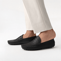Gentry Morris Black Pebbled Mens Loafers Driving