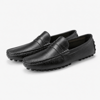 Gentry Morris Black Pebbled Mens Loafers Driving