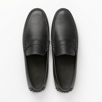 Gentry Morris Black Pebbled Mens Loafers Driving