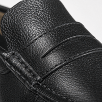 Gentry Morris Black Pebbled Mens Loafers Driving