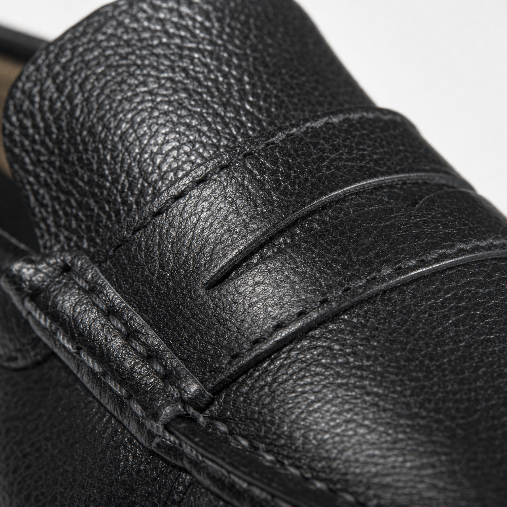 Gentry Morris Black Pebbled Mens Loafers Driving