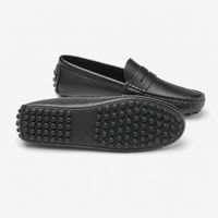 Gentry Morris Black Pebbled Mens Loafers Driving