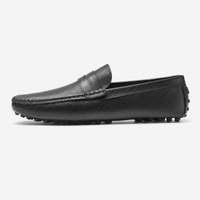 Gentry Morris Black Pebbled Mens Loafers Driving