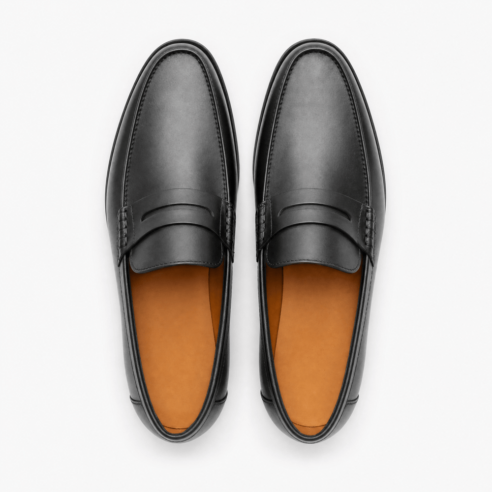 Gentry Morris Black Penny Loafers Heeled Block