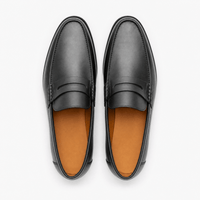Gentry Morris Black Penny Loafers Heeled Block