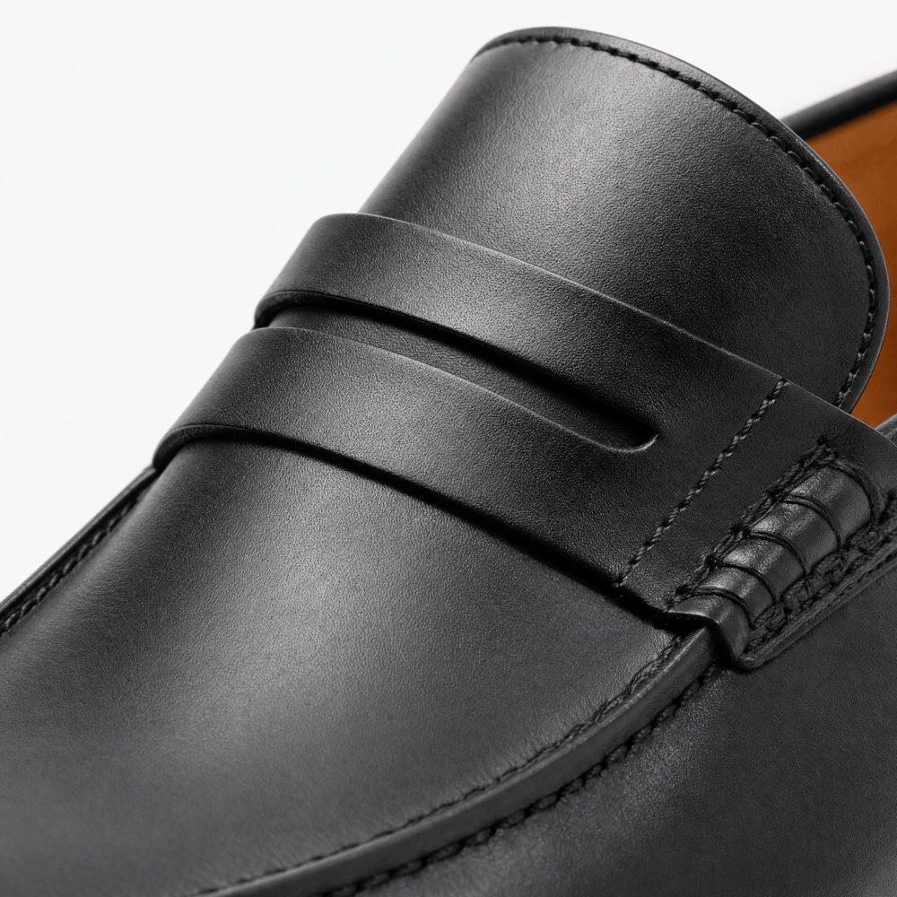 Gentry Morris Black Penny Loafers Heeled Block