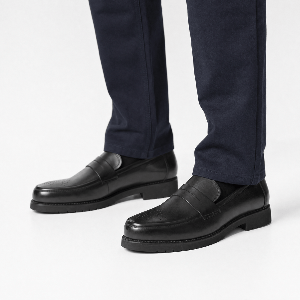 Gentry Morris Black Penny Mens Loafers Formal