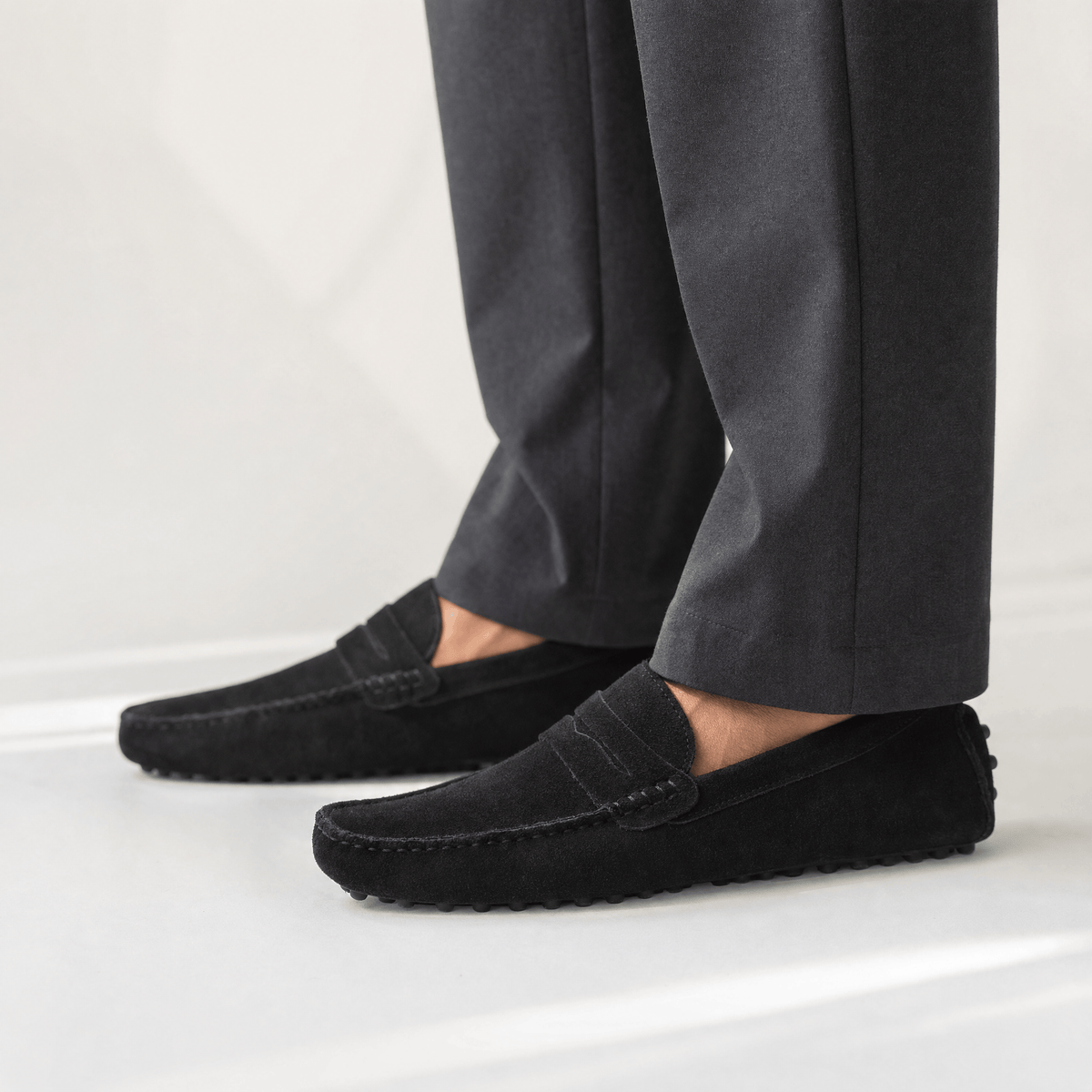 Gentry Morris Black Penny Suede Loafers