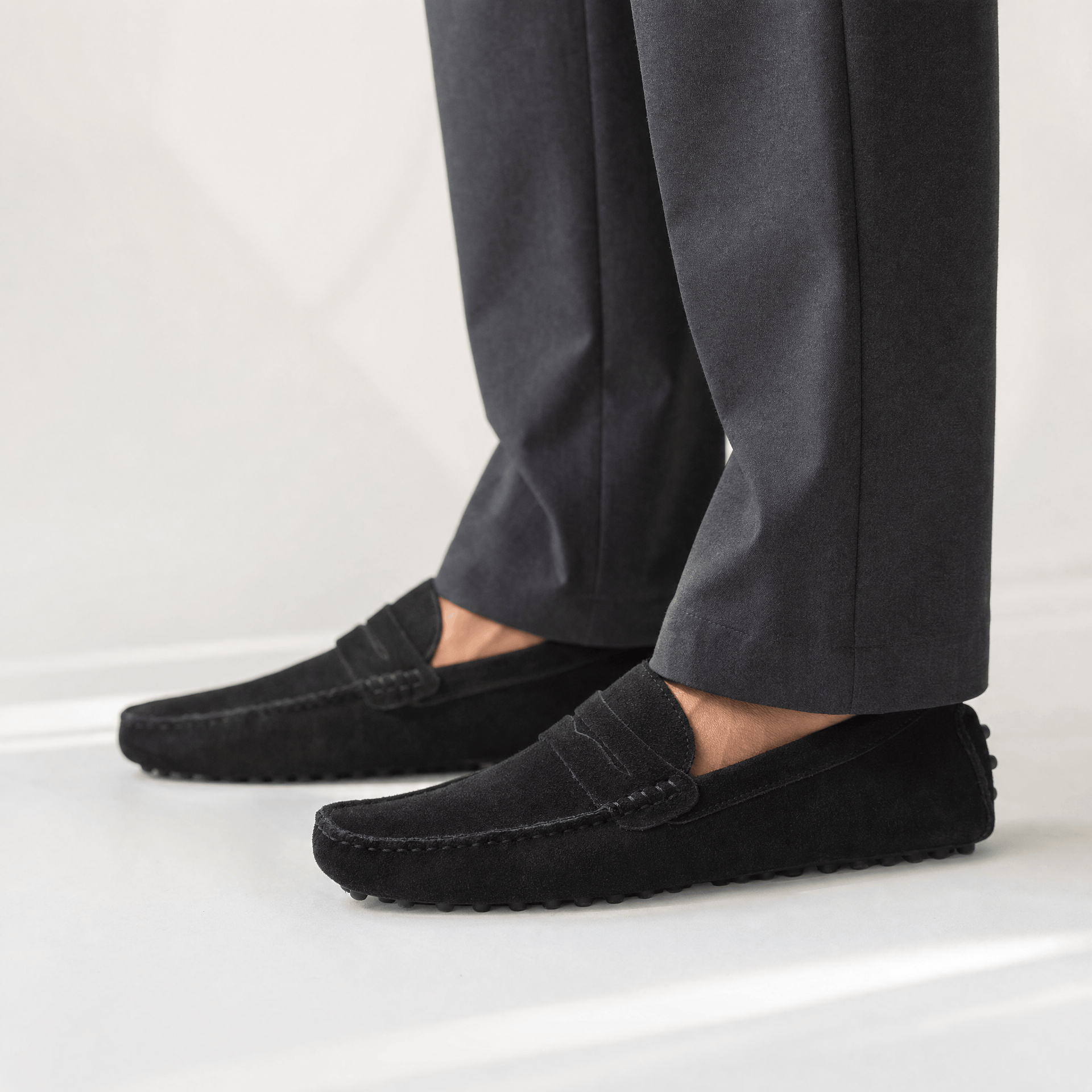 Gentry Morris Black Penny Suede Loafers