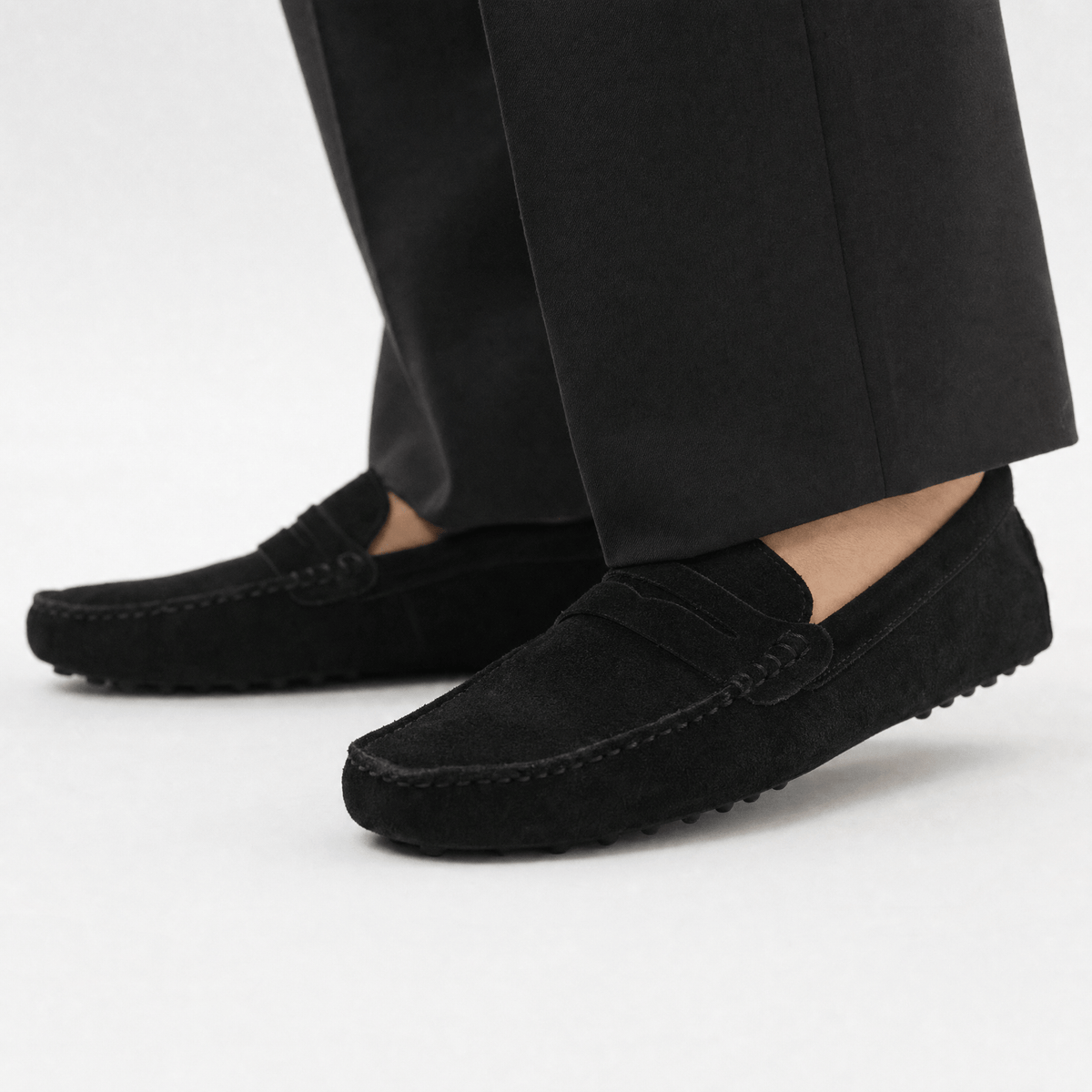 Gentry Morris Black Penny Suede Loafers