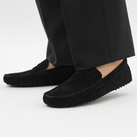 Gentry Morris Black Penny Suede Loafers