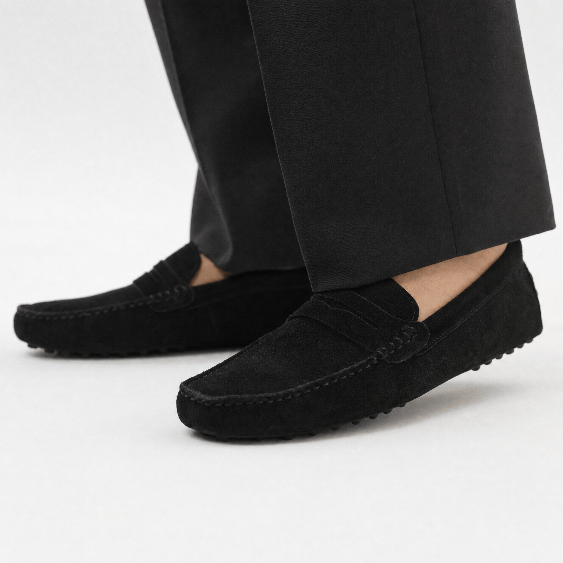 Gentry Morris Black Penny Suede Loafers